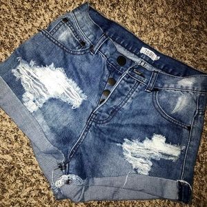 TOBI Distressed high waisted shorts